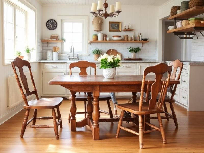 Solid Oak Farmhouse Table + 4 Chairs
