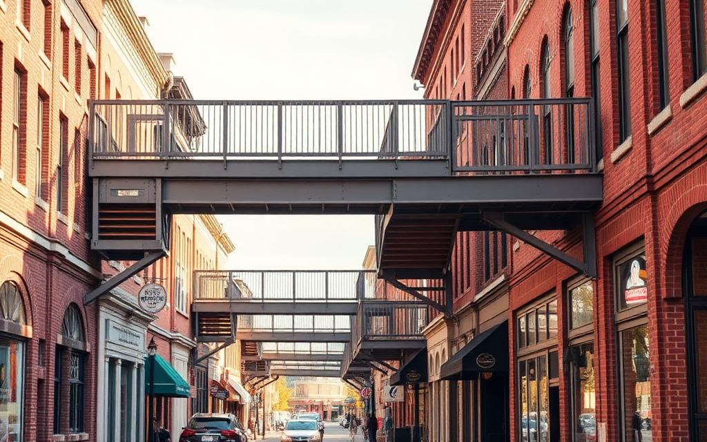 The Skymart Overhead Sidewalks in W Main St, Morristown